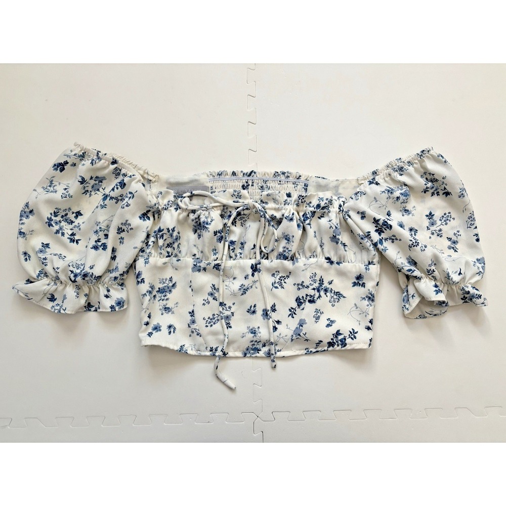 Milkmaid Coquette Cottagecore Ren Faire Cropped Top Romantic Blouse - Size M